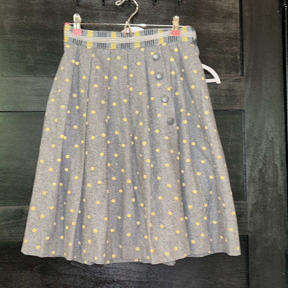 EUC Plenty by Tracy Reese Gray and Yellow Polka Dot Skirt